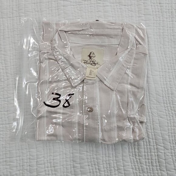 Panama Jack Linen Blend Shirt Men's Size L Beige Stripe NEW Button-Up Collared - Picture 14 of 14